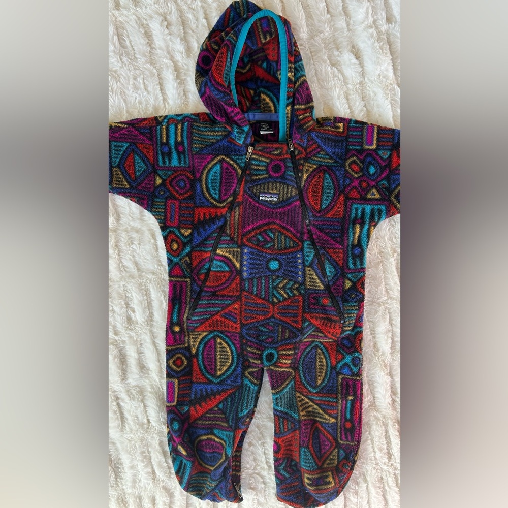 Made in USA Patagonia Geometric Pattern Fleece Bunting Vintage 12 Mo